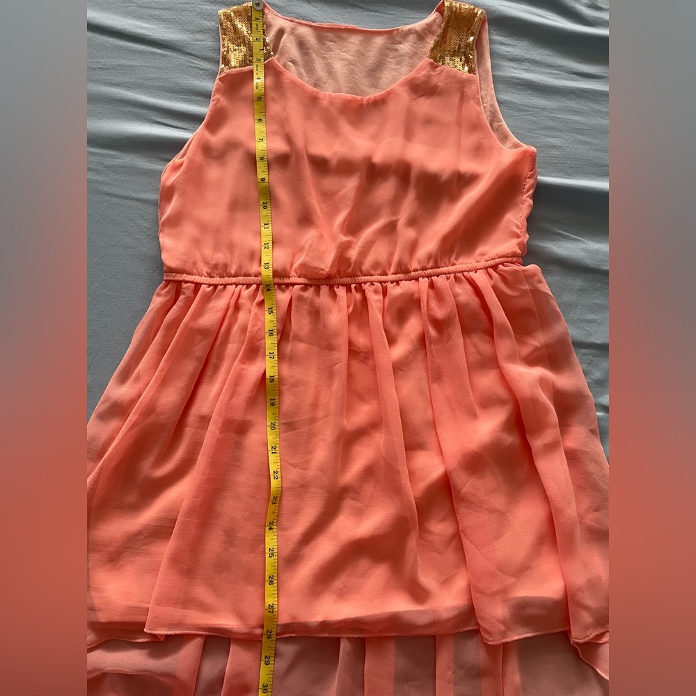 Women Orange Party Dress Sleeveless - Picture 5 of 7